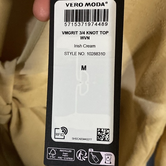 NWT Vero Moda Grit 3/4 Knotted Crop Top sz M - Picture 6 of 6